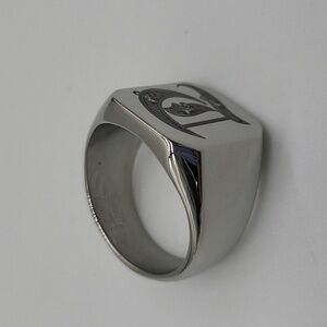 326- Stainless Steel Handmade Men's Ring Letter D Engraved Size 9 NWT